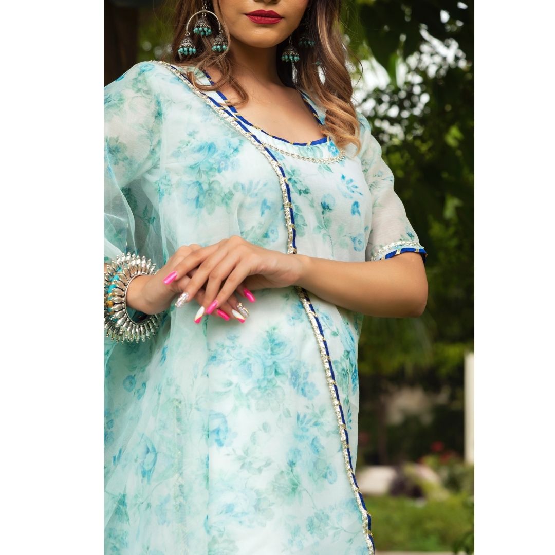 FALAK CHANDERI SUIT SET - Pomcha Jaipur