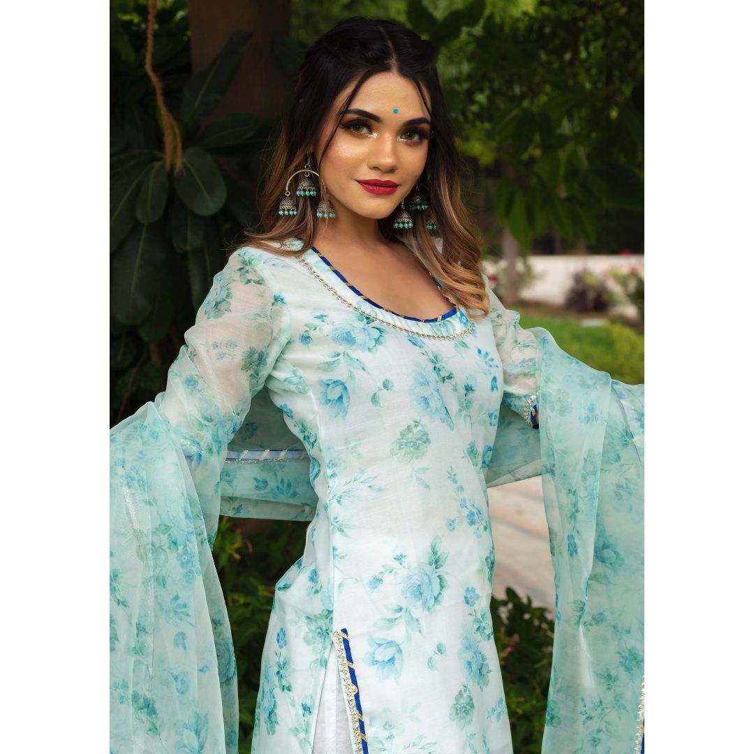 FALAK CHANDERI SUIT SET - Pomcha Jaipur