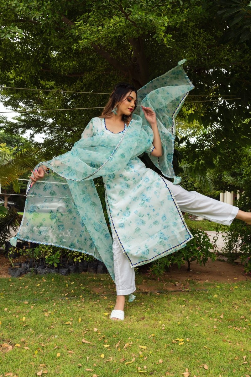 FALAK CHANDERI SUIT SET - Pomcha Jaipur