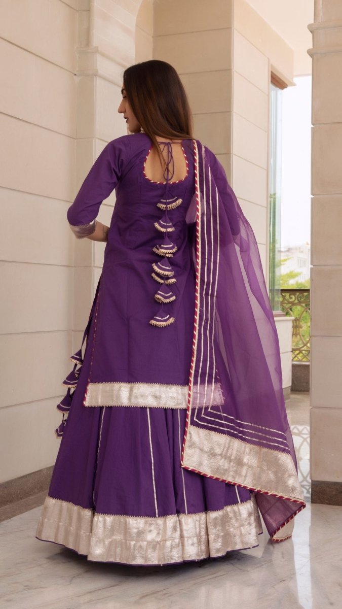 FALGUNI PURPLE KURTA SKIRT SET - Pomcha Jaipur