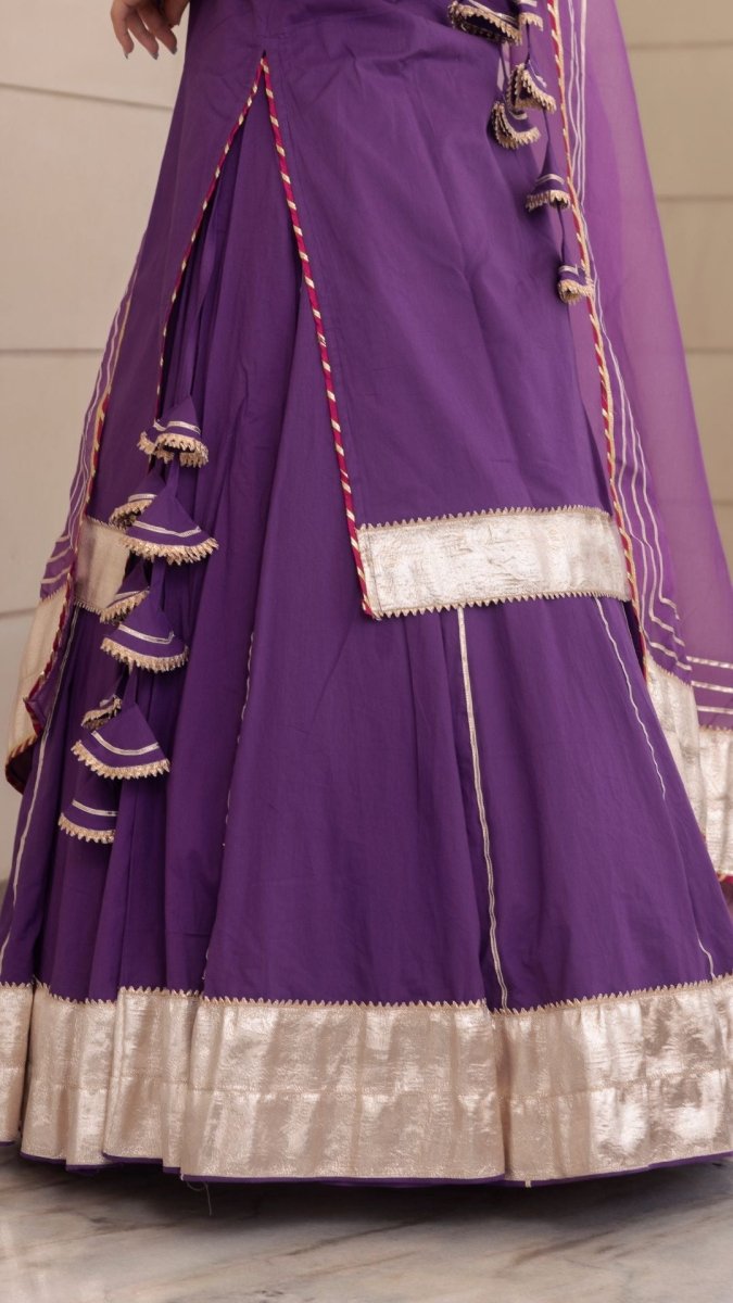 FALGUNI PURPLE KURTA SKIRT SET - Pomcha Jaipur
