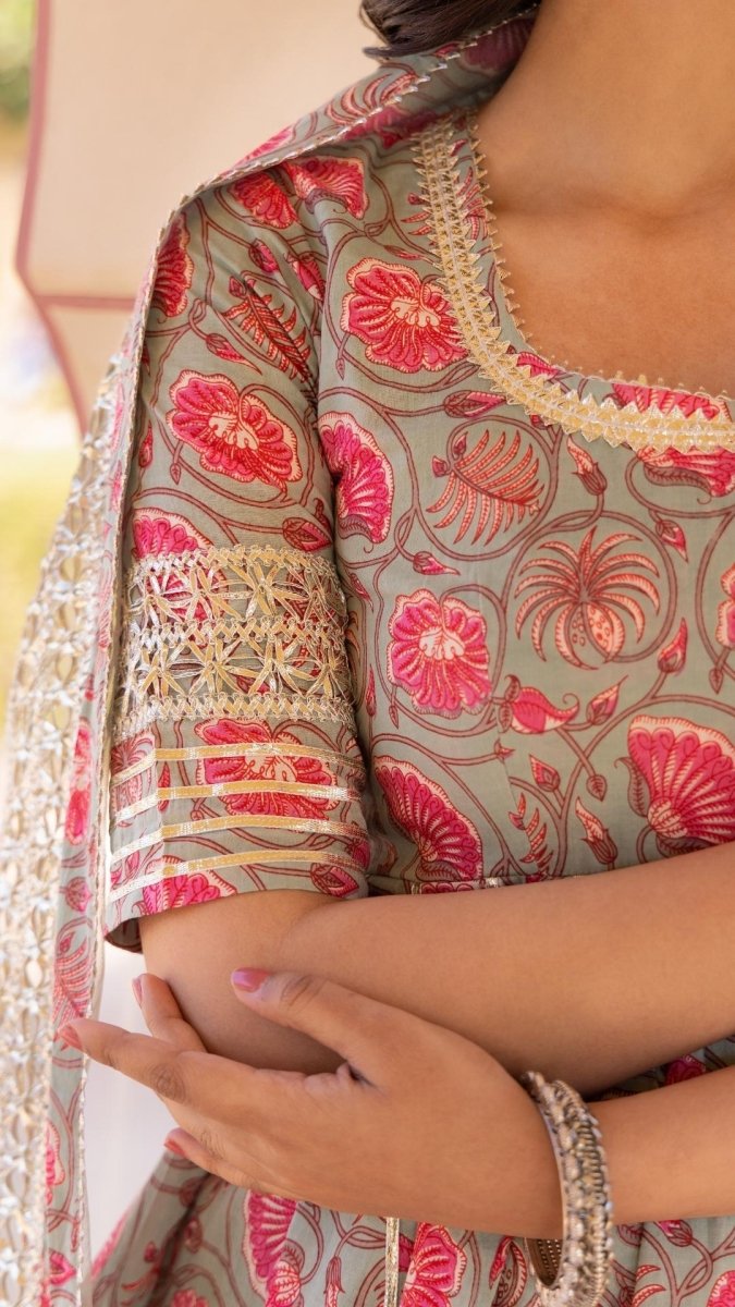 FAREEN COTTON SHARARA SET - Pomcha Jaipur