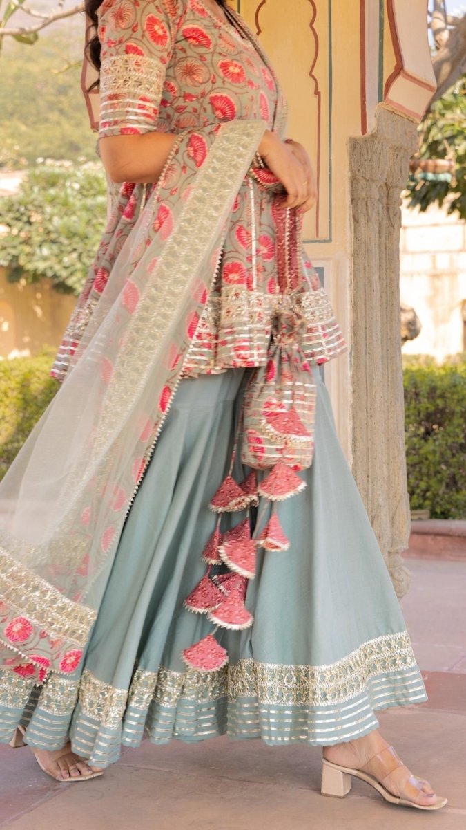 FAREEN COTTON SHARARA SET - Pomcha Jaipur