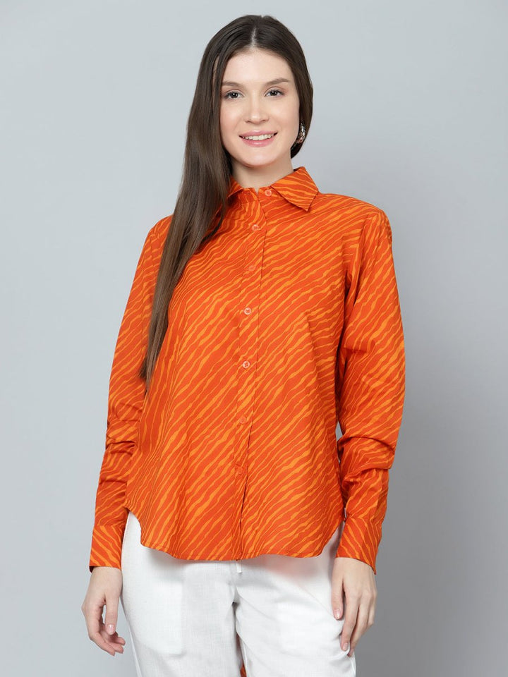 GANGA COTTON LEHERIYA PRINT SHIRT - Pomcha Jaipur