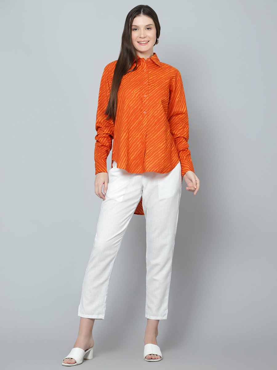 GANGA COTTON LEHERIYA PRINT SHIRT - Pomcha Jaipur