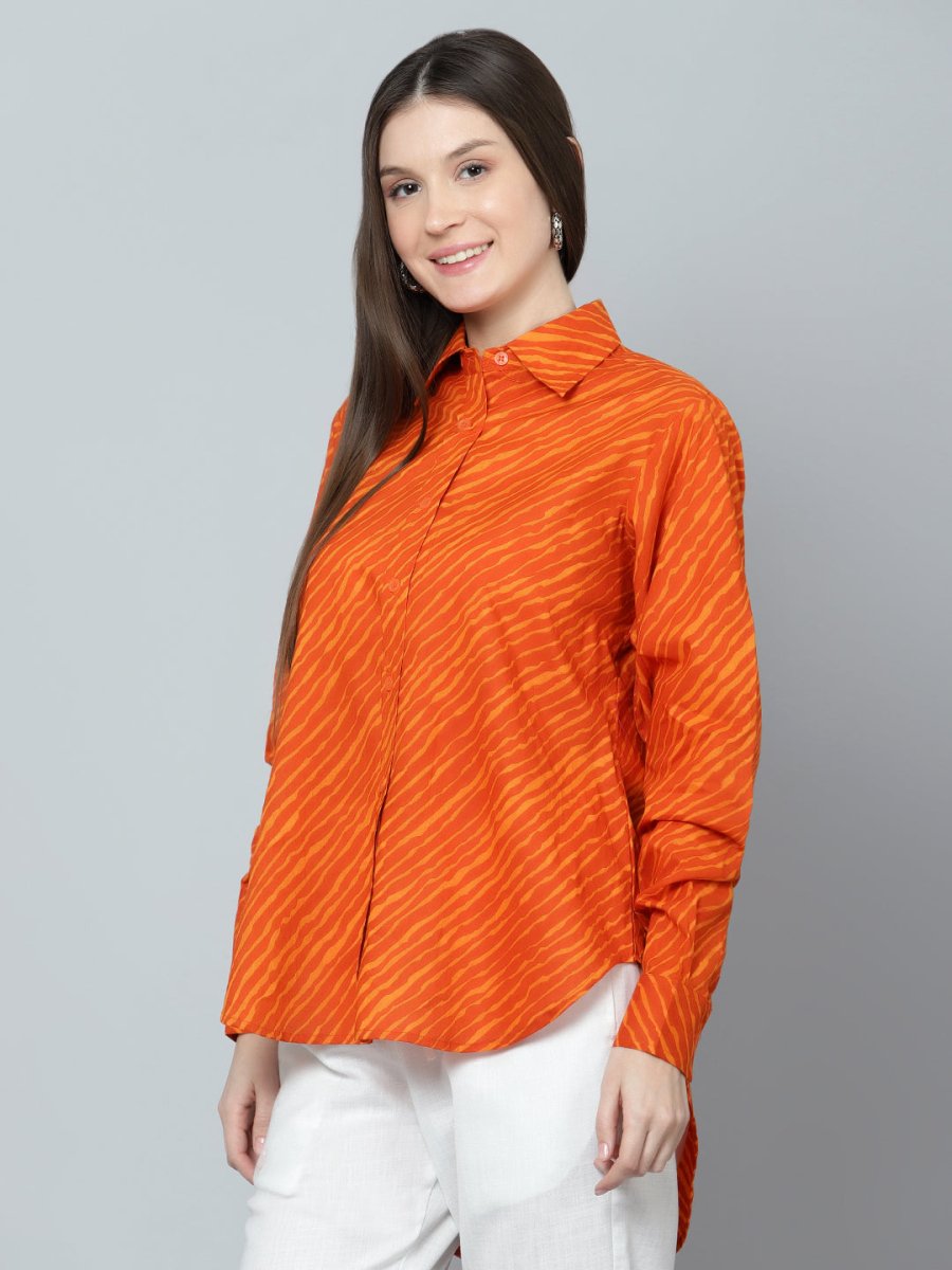 GANGA COTTON LEHERIYA PRINT SHIRT - Pomcha Jaipur