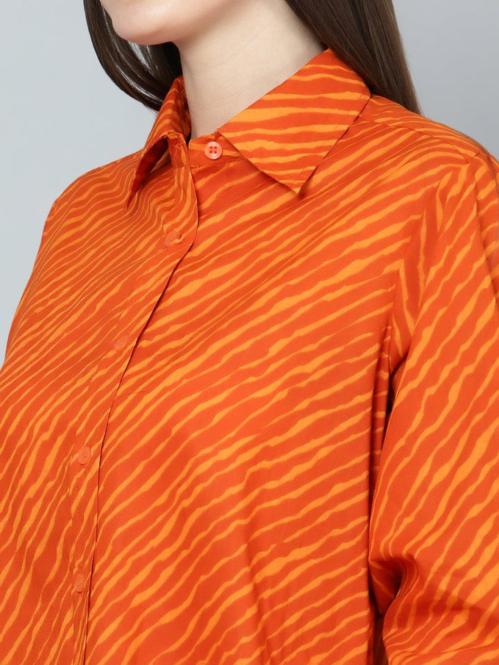 GANGA COTTON LEHERIYA PRINT SHIRT - Pomcha Jaipur