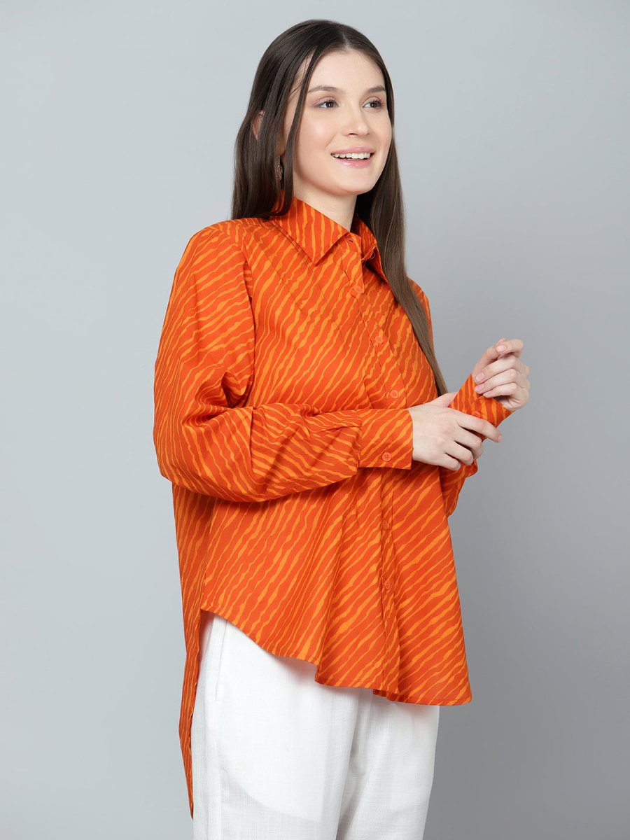 GANGA COTTON LEHERIYA PRINT SHIRT - Pomcha Jaipur