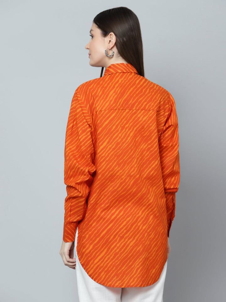 GANGA COTTON LEHERIYA PRINT SHIRT - Pomcha Jaipur