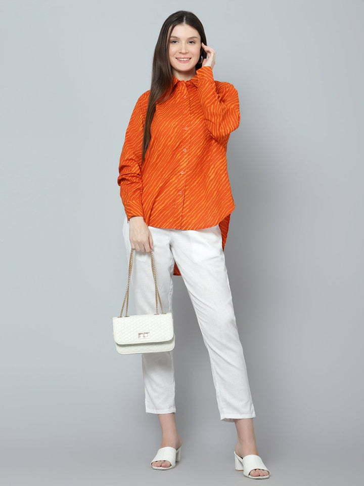 GANGA COTTON LEHERIYA PRINT SHIRT - Pomcha Jaipur