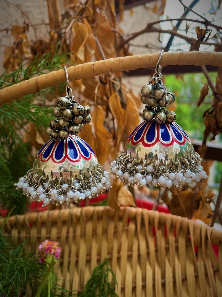 Ghungroo metallic hand - painted earring - Pomcha Jaipur