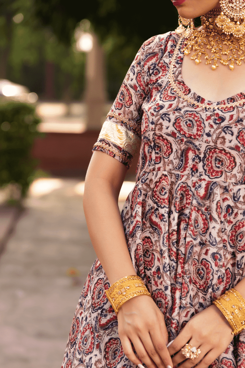 GULBAGH ORGANZA ANARKALI WITH ORGANZA DUPATTA SET - Pomcha Jaipur