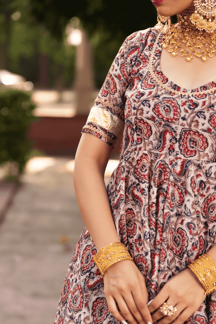 GULBAGH ORGANZA ANARKALI WITH ORGANZA DUPATTA SET - Pomcha Jaipur