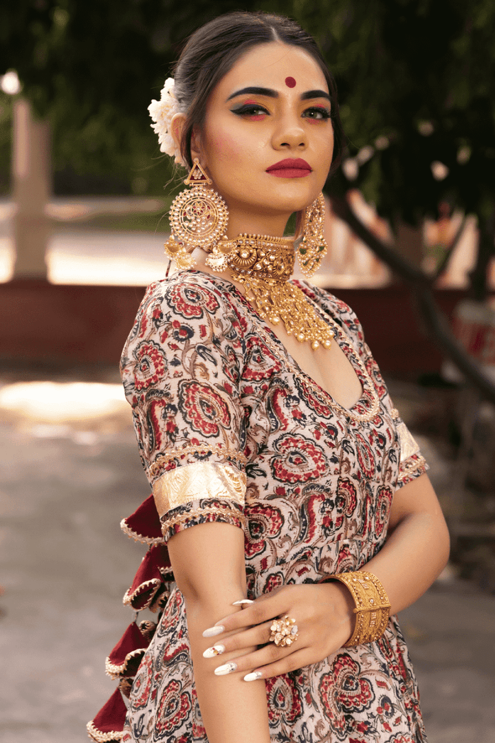 GULBAGH ORGANZA ANARKALI WITH ORGANZA DUPATTA SET - Pomcha Jaipur