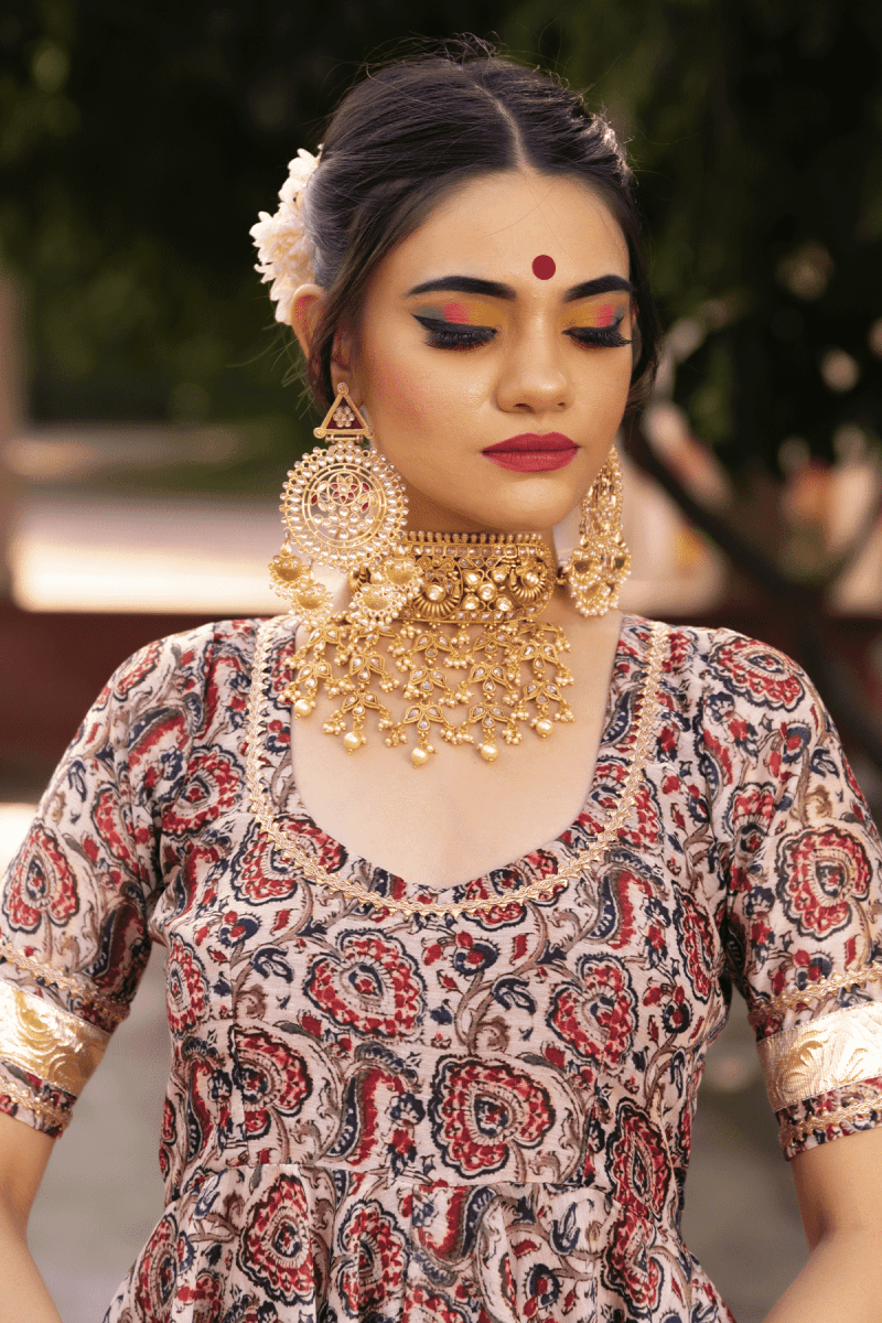 GULBAGH ORGANZA ANARKALI WITH ORGANZA DUPATTA SET - Pomcha Jaipur