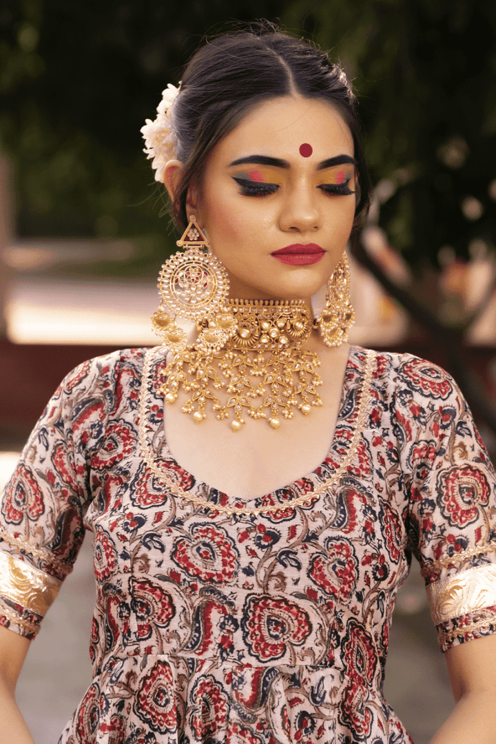 GULBAGH ORGANZA ANARKALI WITH ORGANZA DUPATTA SET - Pomcha Jaipur