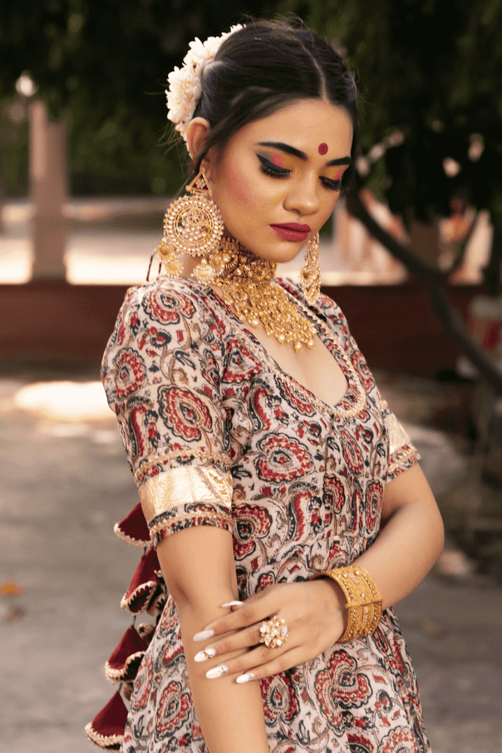 GULBAGH ORGANZA ANARKALI WITH ORGANZA DUPATTA SET - Pomcha Jaipur