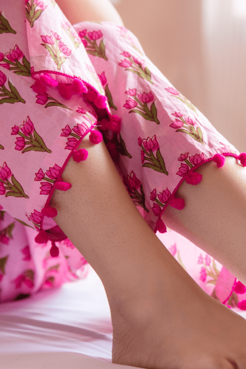 GULBHAR HAND BLOCK PRINT COTTON NIGHT SET - Pomcha Jaipur