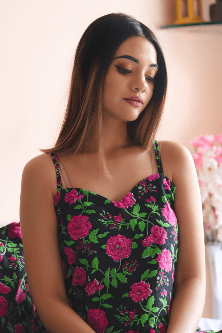 GULMOHAR COTTON HAND BLOCK NIGHT SET - Pomcha Jaipur