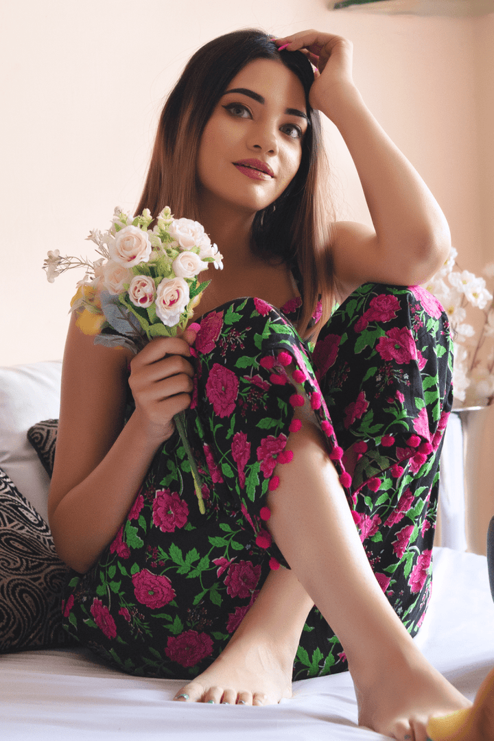 GULMOHAR COTTON HAND BLOCK NIGHT SET - Pomcha Jaipur