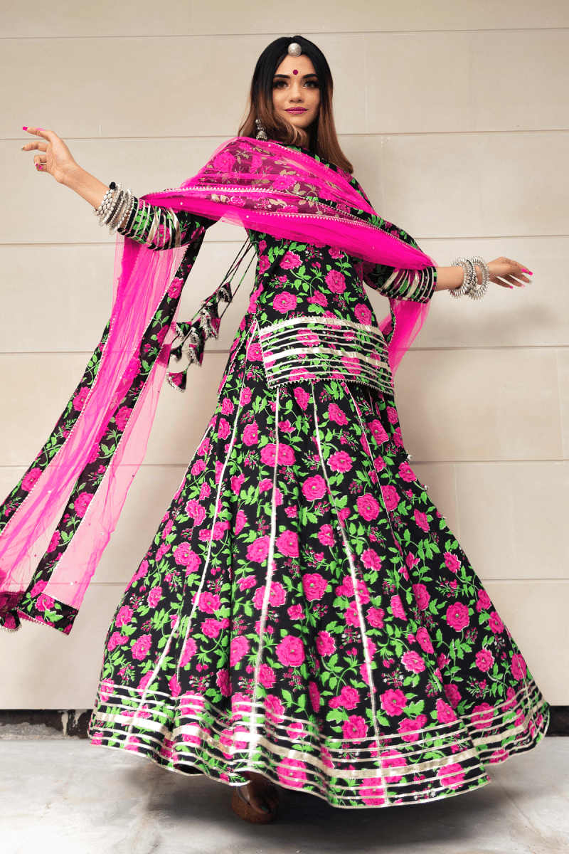 GULMOHAR COTTON HAND BLOCK SKIRT SET - Pomcha Jaipur