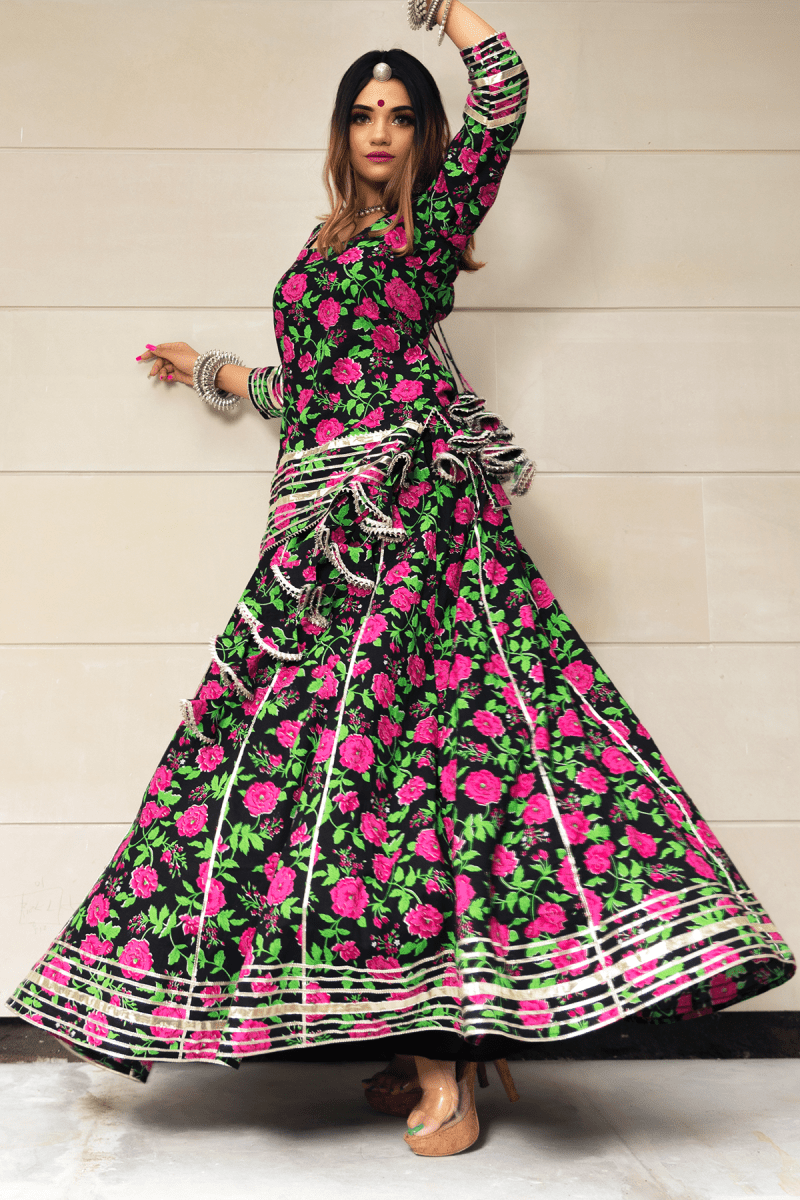 GULMOHAR COTTON HAND BLOCK SKIRT SET - Pomcha Jaipur