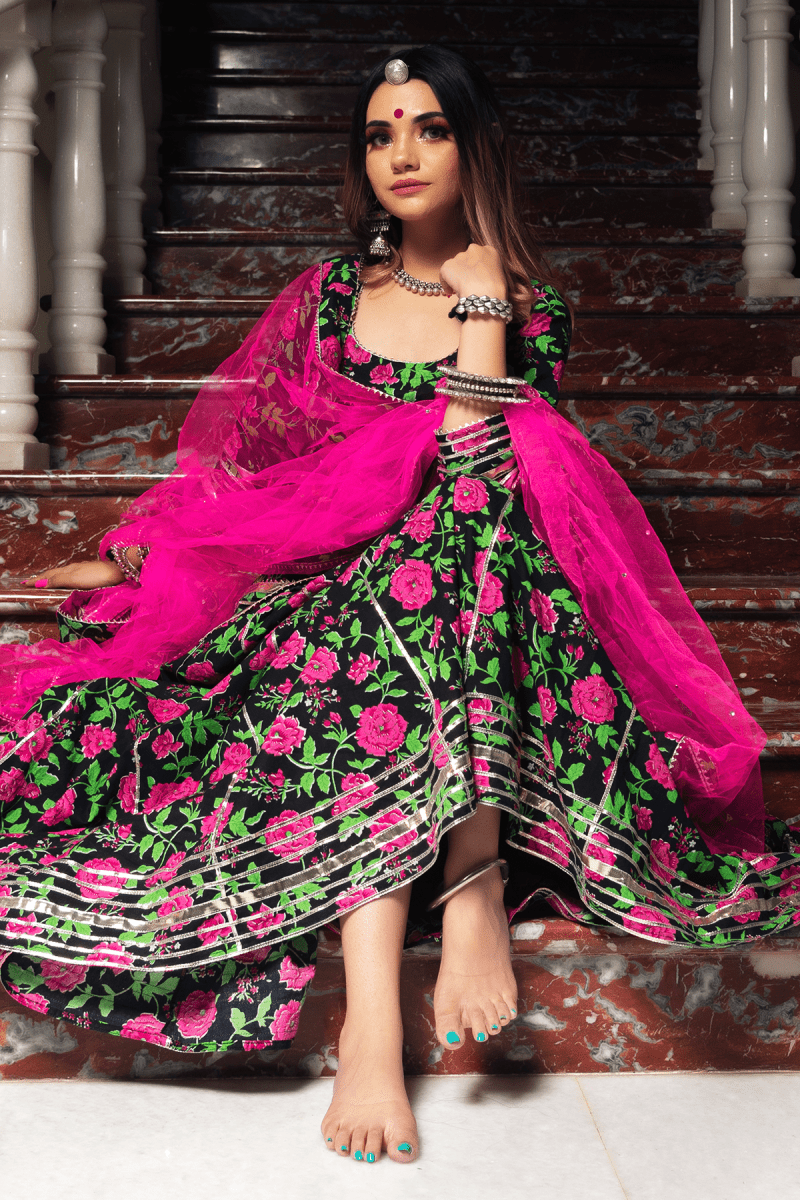 GULMOHAR COTTON HAND BLOCK SKIRT SET - Pomcha Jaipur