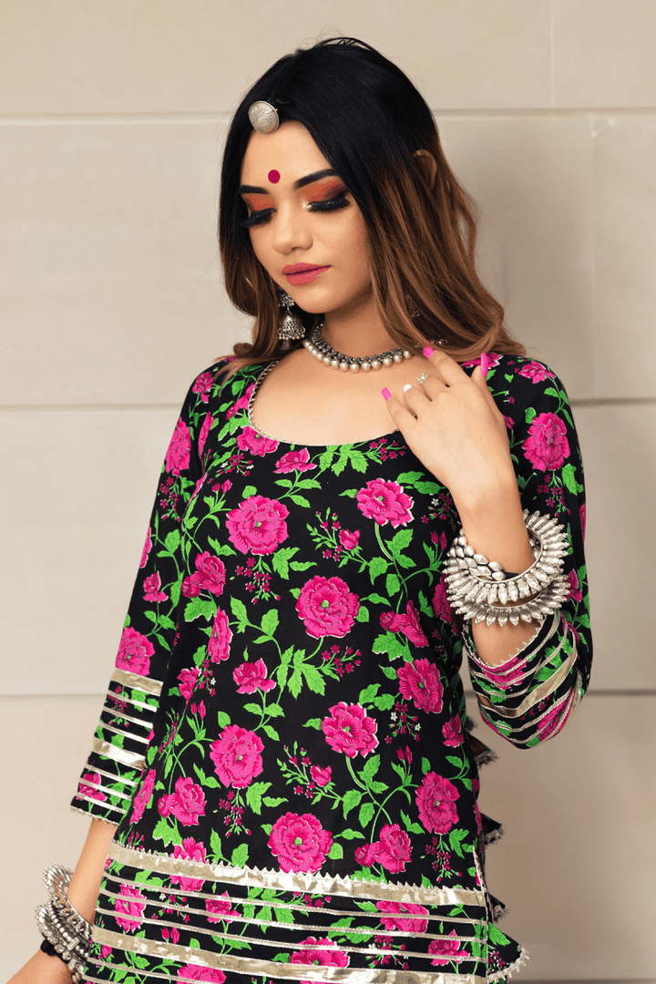 GULMOHAR COTTON HAND BLOCK SKIRT SET - Pomcha Jaipur