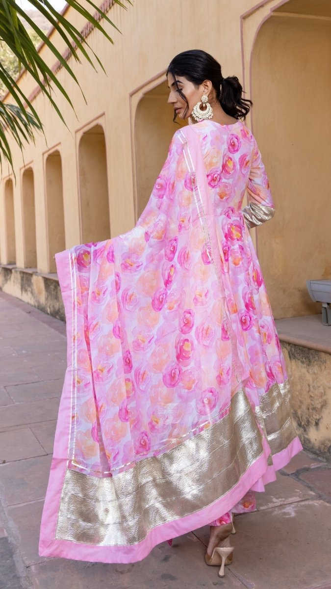 HAADIYA MUSLIN ANARKALI SET - Pomcha Jaipur