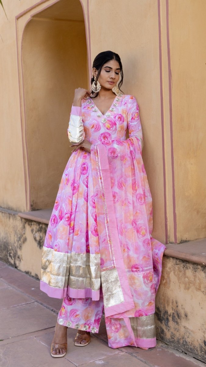 HAADIYA MUSLIN ANARKALI SET - Pomcha Jaipur