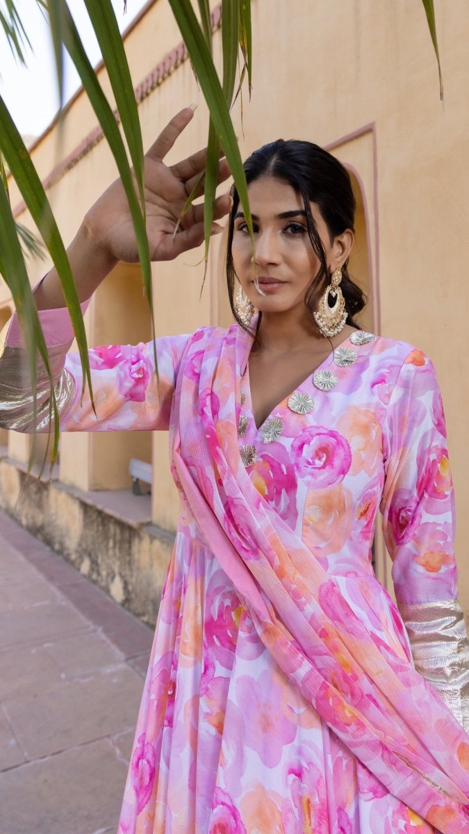 HAADIYA MUSLIN ANARKALI SET - Pomcha Jaipur