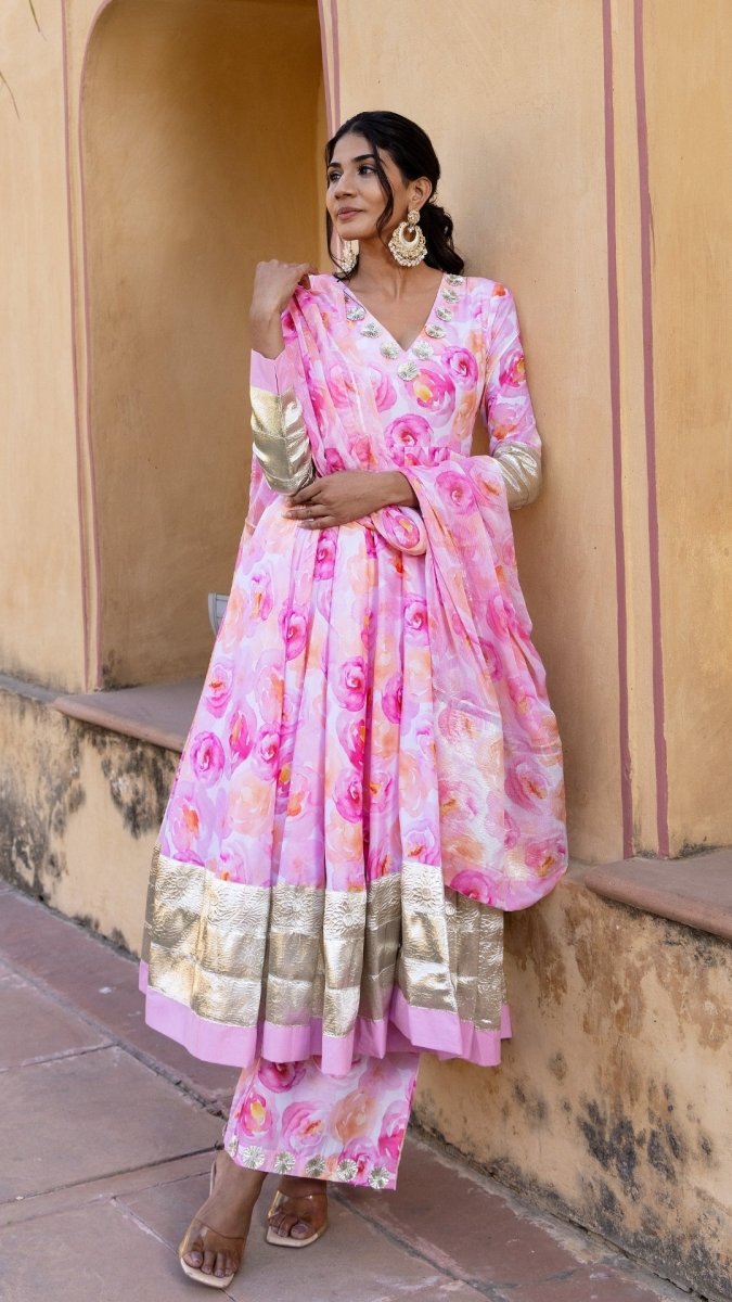 HAADIYA MUSLIN ANARKALI SET - Pomcha Jaipur