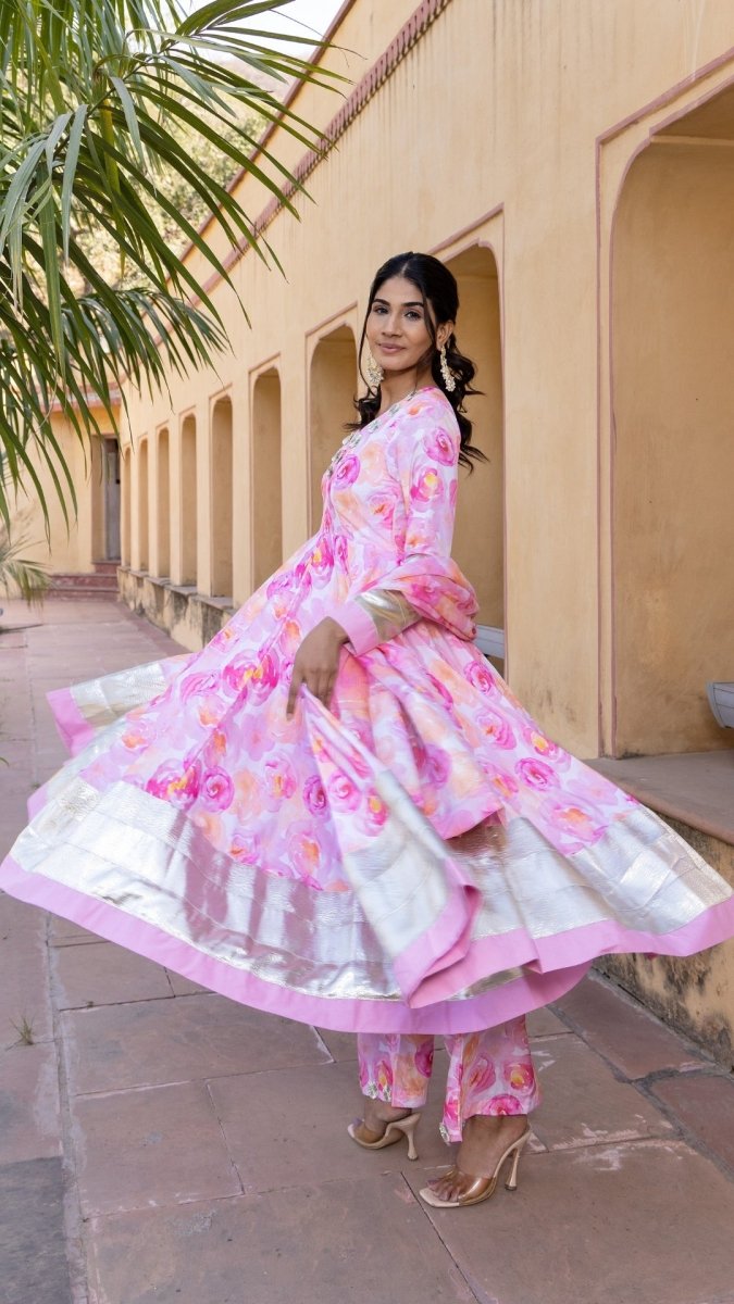 HAADIYA MUSLIN ANARKALI SET - Pomcha Jaipur
