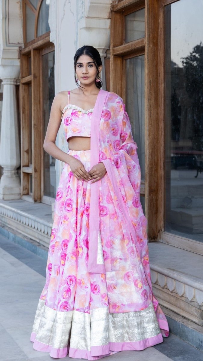 HAADIYA MUSLIN LEHENGA SET - Pomcha Jaipur