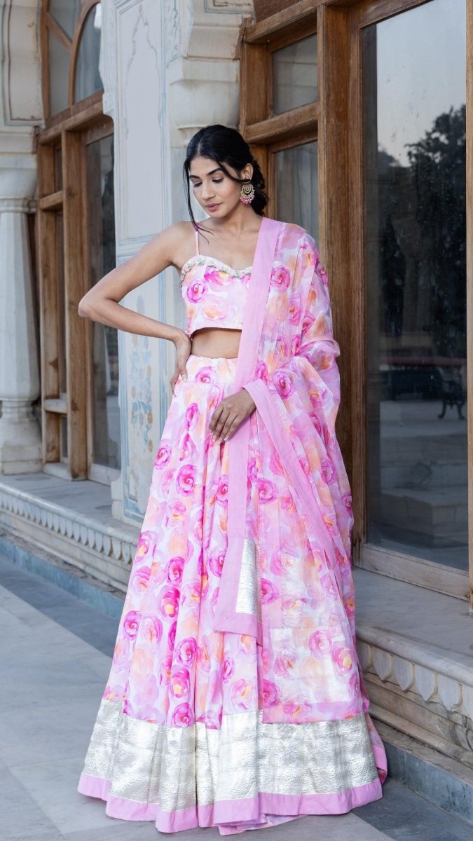 HAADIYA MUSLIN LEHENGA SET - Pomcha Jaipur