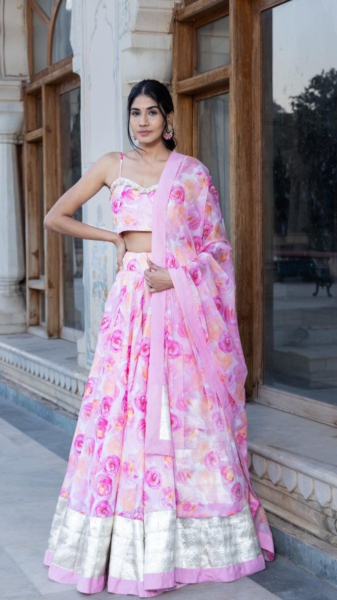 HAADIYA MUSLIN LEHENGA SET - Pomcha Jaipur