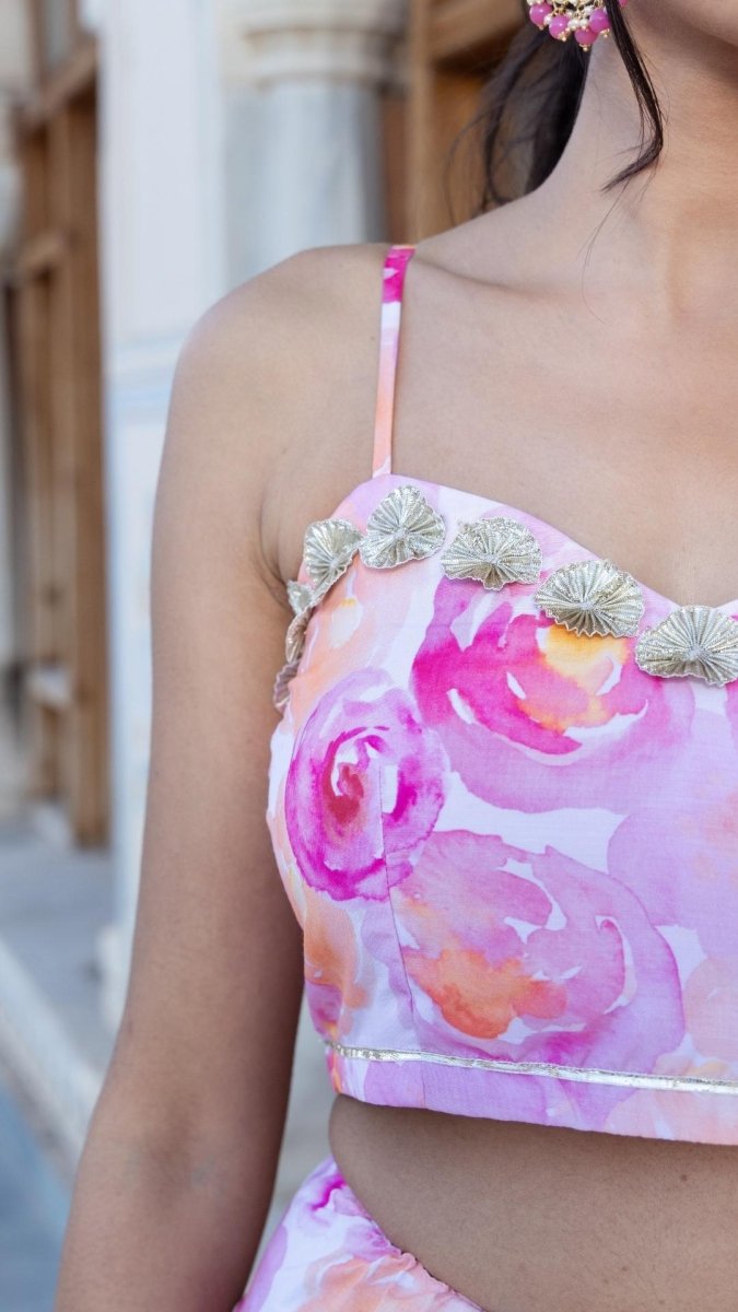 HAADIYA MUSLIN LEHENGA SET - Pomcha Jaipur