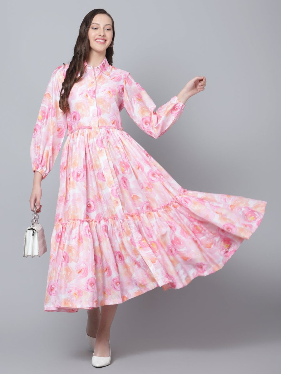 HAADIYA MUSLIN TIERED DRESS - Pomcha Jaipur