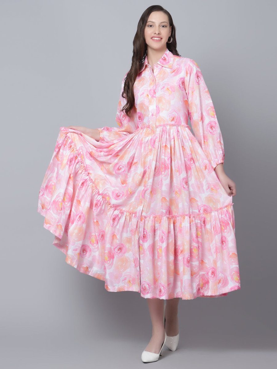 HAADIYA MUSLIN TIERED DRESS - Pomcha Jaipur