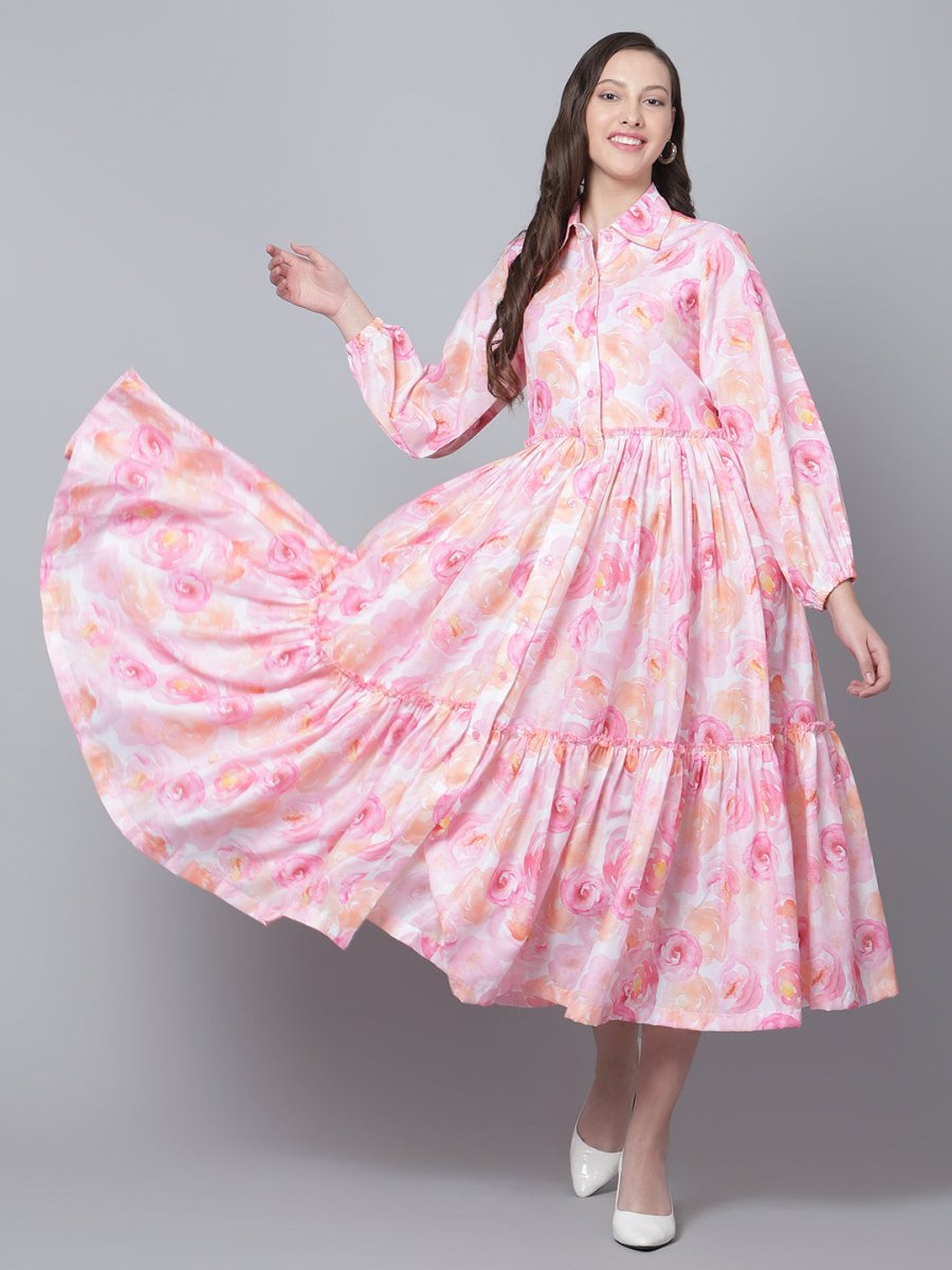 HAADIYA MUSLIN TIERED DRESS - Pomcha Jaipur