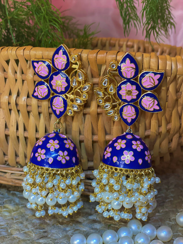 Royal Rajasthani Hand painted polki earring