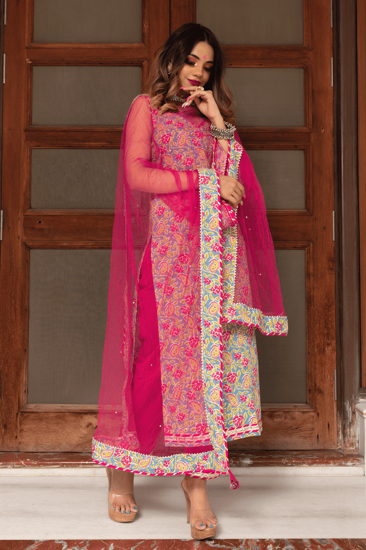 JAIPURI STRAIGHT COTTON SUIT SET - Pomcha Jaipur