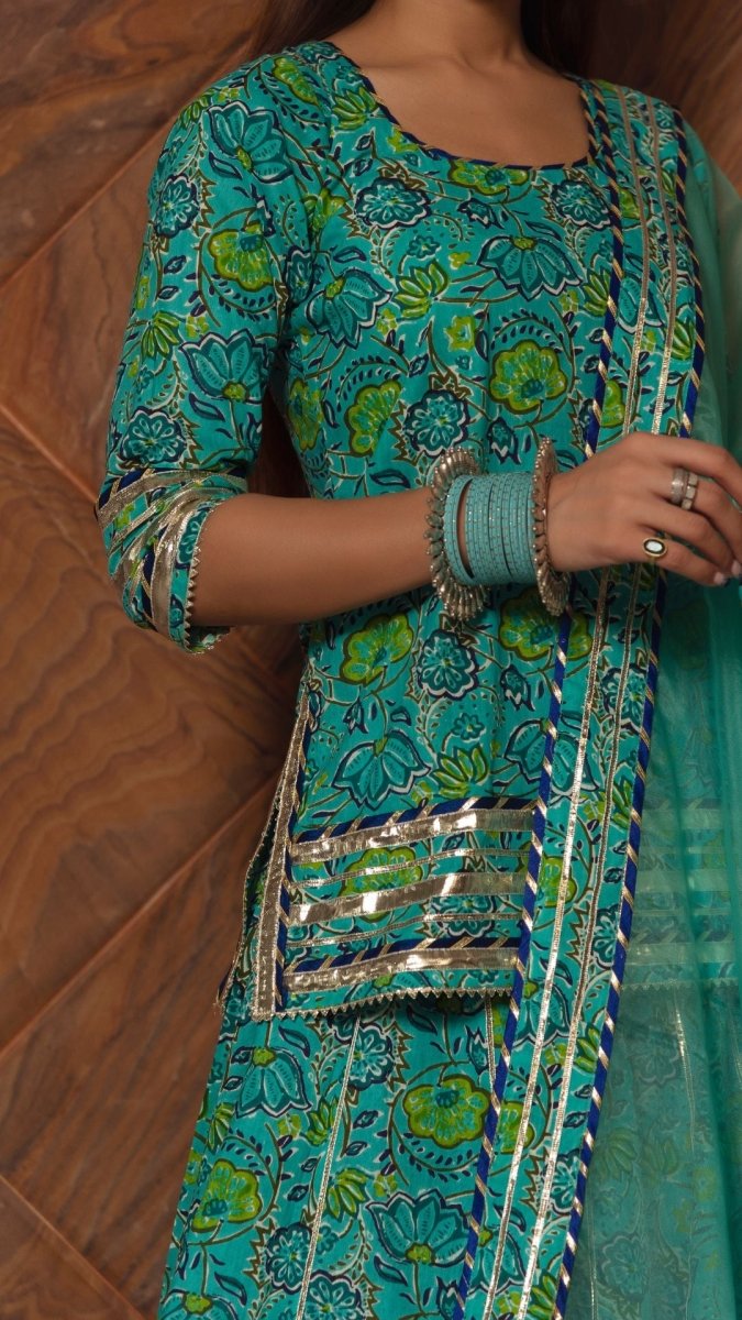 KALAKRITI COTTON HAND BLOCK SKIRT SET - Pomcha Jaipur