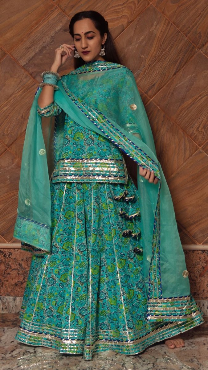KALAKRITI COTTON HAND BLOCK SKIRT SET - Pomcha Jaipur