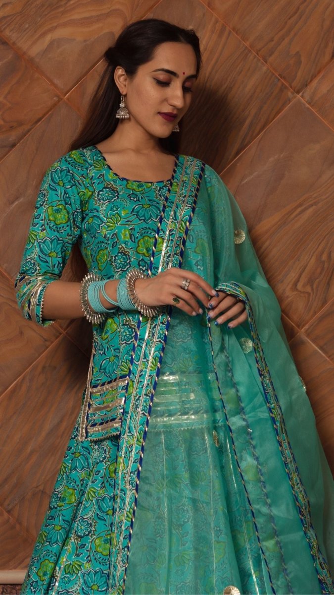 KALAKRITI COTTON HAND BLOCK SKIRT SET - Pomcha Jaipur
