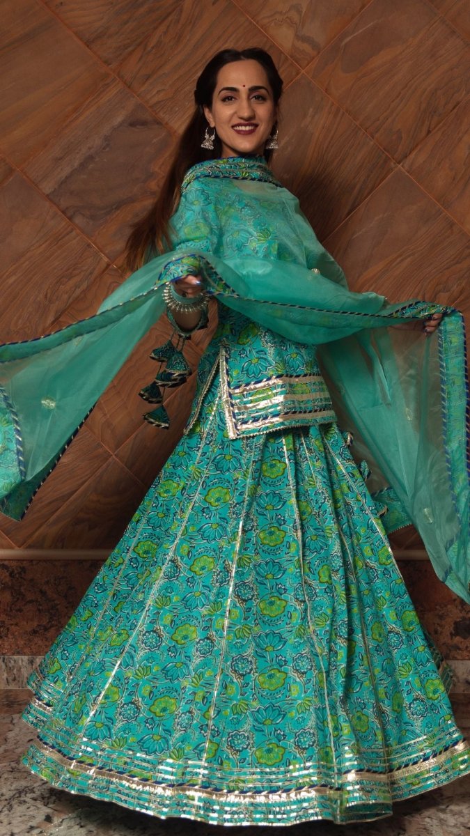 KALAKRITI COTTON HAND BLOCK SKIRT SET - Pomcha Jaipur