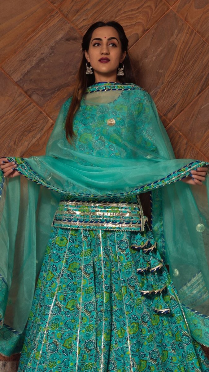 KALAKRITI COTTON HAND BLOCK SKIRT SET - Pomcha Jaipur