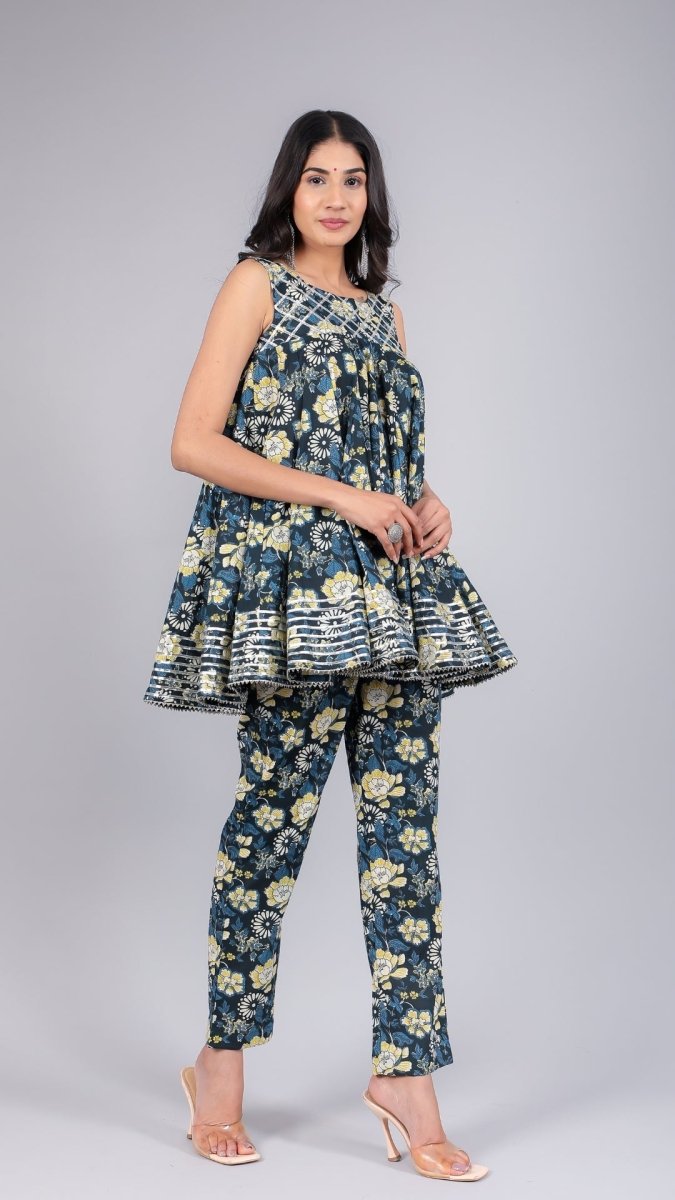 KAVYA BLACK COTTON KURTA PANT SET - Pomcha Jaipur