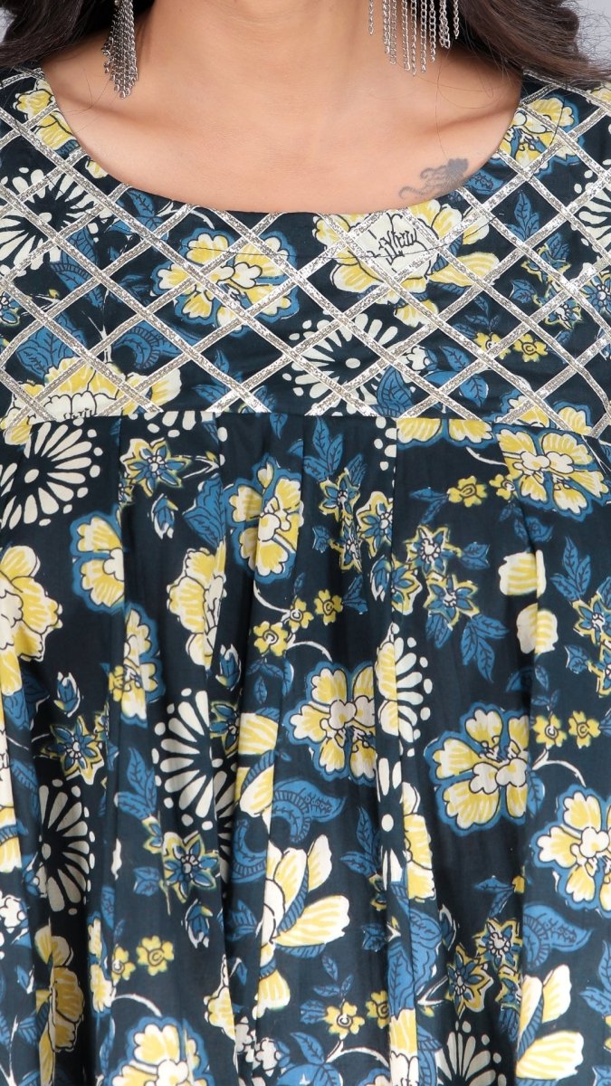 KAVYA BLACK COTTON KURTA PANT SET - Pomcha Jaipur