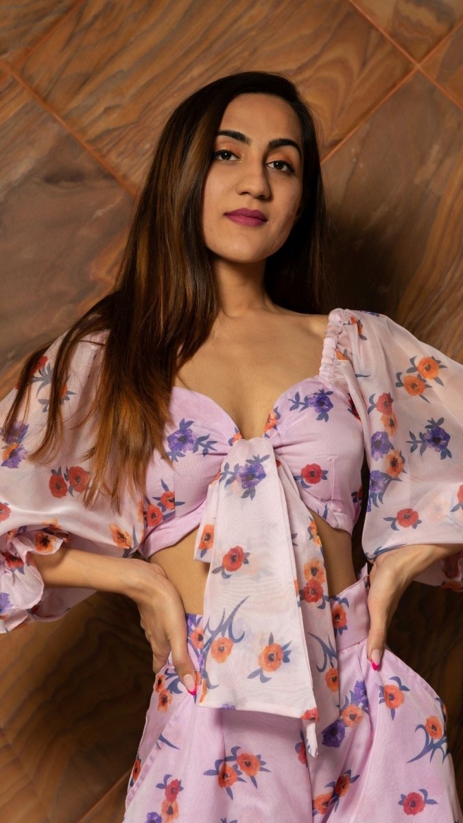 LAVENDER FLOWER ORGANZA CO - ORD SET - Pomcha Jaipur